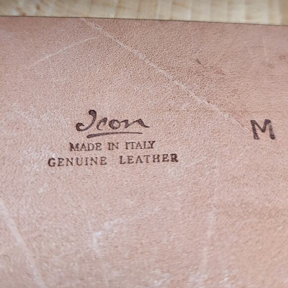 VTG Jeon Los Angeles Made in Italy Pink Leather Floral Gold Satin Buckle Md RARE - Picture 6 of 6